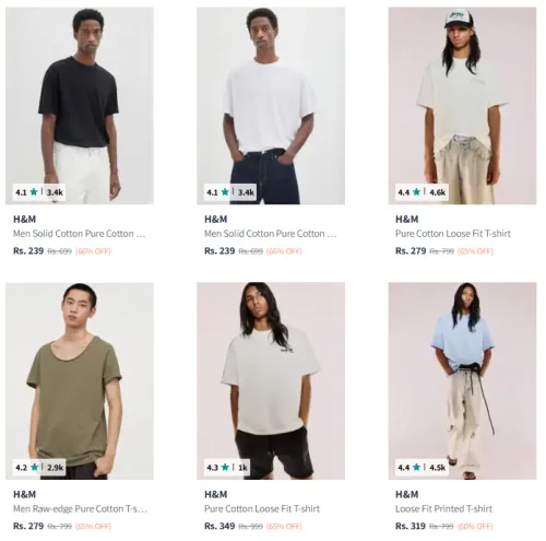 Image of H&M Loose Fit T-Shirt @ Starting ₹239