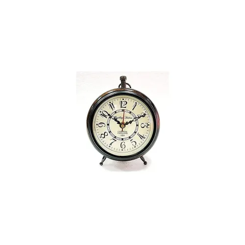 Image of Handmade Antique Wooden Table Clock Roman Numerals Brown
