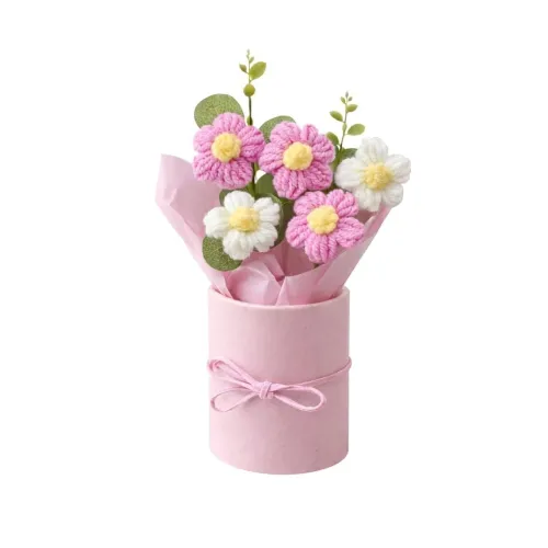 Image of Handmade Crochet Flower Bouquet with Gift Box 