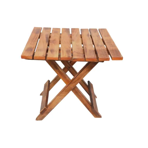 Image of Handmade Wooden Natural Brown Foldable Coffee Table, Adjustable Coffee Table, Side Table, End Table for Poolside Garden,