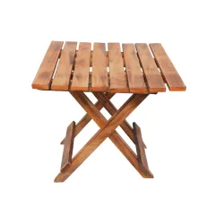 Handmade Wooden Natural Brown Foldable Coffee Table, Adjustable Coffee Table, Side Table, End Table for Poolside Garden,