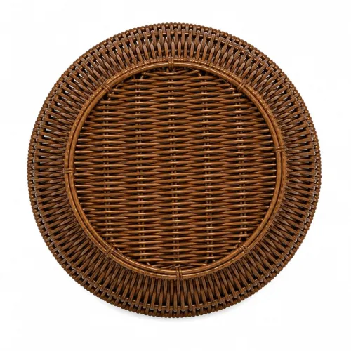 Image of Decorative Handwoven Basket for Bread, Fruits & Vegetable Storage Durable Round Rattan Basket for Kitchen, Dining & Cafe