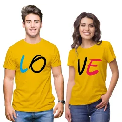 Hangout Hub | Couple Tshirts | Love | Set of 2 | LOVE Printed|Regular Fit | Cotton T-shirts|Couple Matching dress