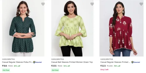 Image of Hanumntra Women's Tops at minimum 74% Discount