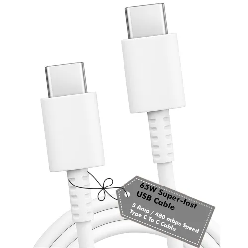 Image of Hanycony 65W USB-C to USB-C Fast Charging Cable White