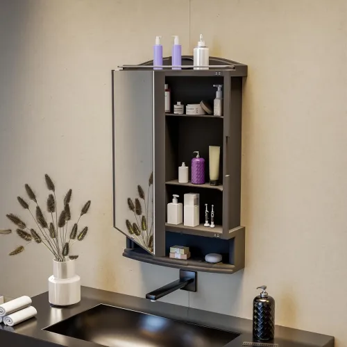 Image of Happer Plastic Premium Multipurpose Wall Mounted Storage Cabinet with Mirror