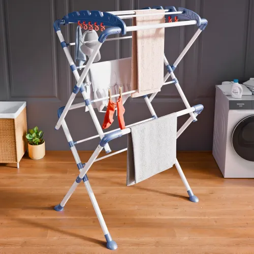 Image of Happer Premium Clothes Stand for Drying |Foldable Portable |2 Layer Rack for Balcony |13 Hanger Rods and 10 Additional H