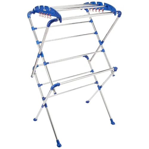 Image of Happer Premium Extra Large Cloth Drying Stand, Stainless Steel, Sumo (White & Blue)