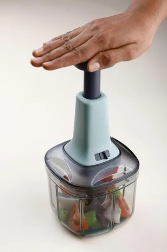 Image of HAPPI Manual Push Chopper 900ml Steel Blade Hand Press Vegetables Chopper Kitchen For Cutting Salad, Onion, Chilly Mixer