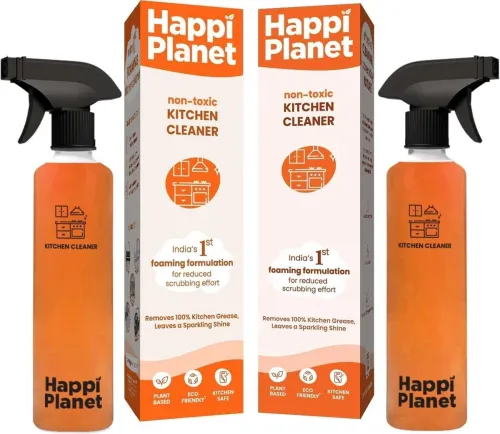 Image of Happi Planet Kitchen Cleaner Spray | Pack of 2 (500 ML X 2) | India 1st Foaming Formulation Kitchen Cleaner (1000 ml, Pa