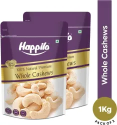 Happilo 100% Natural Premium Whole Cashews  (2 x 1 kg)