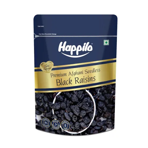 Image of Happilo Premium Afghani Seedless Black Raisins 500g | Kali Kishmish/Kismis | Dry Fruits, Healthy Snacks | High in Antiox