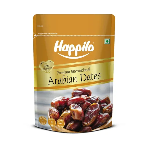 Image of Happilo Premium Arabian Dates Pouch 500 g| Healthy snacks, Dry fruits, Khajoor, Khajur|