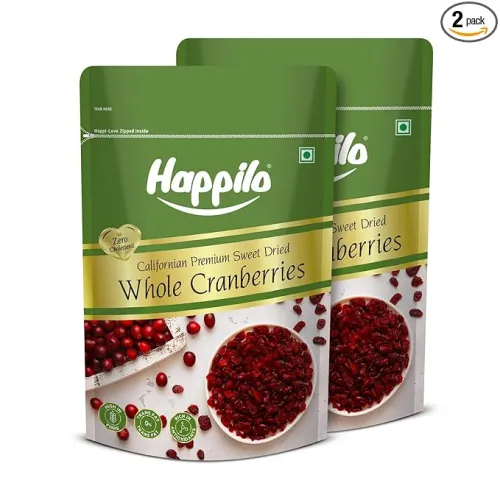 Image of Happilo Premium Californian Whole Cranberries Dried & Sweet Pouch 200 g (Pack of 2) | All Natural Dried Cranberries | Ad