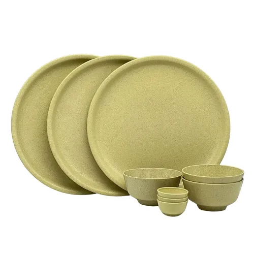 Image of Happy Cove 10" Eco Dinner Set – 3 Plates & Bowls, Yellow