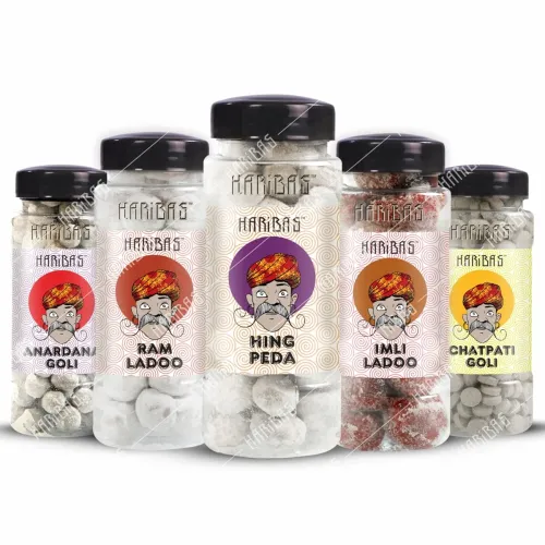Image of HARIBAS Combo Anardana Goli, Ram Ladoo, Hing Peda, Imli Ladoo And Chatpati Goli 180Gm - Each Pack Of 5