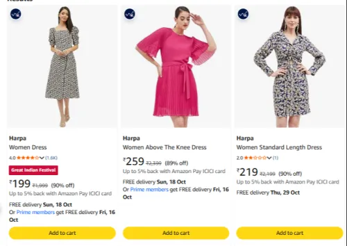 Image of Harpa Dresses upto 90% Discount