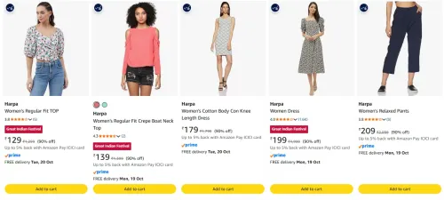 Image of Harpa Women's Clothing Starting @ ₹129