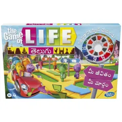 Hasbro Gaming The Game of Life Game in Telugu (తెలుగు) for 2 to 4 Players, for Kids Ages 8 and Up, Includes Colorful Peg