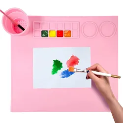 HASTHIP® 43*38cm Silicone Craft Mat for Painting Play Doh and Clay for Kids, Non-Stick Multipurpose Silicone Doms Colour