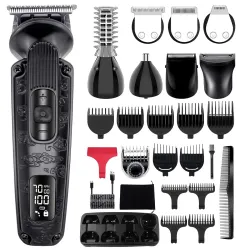 Hatteker 8 in 1 Beard Trimmer Set - Men's Electric Hair and Body Grooming Kit With Nose Trimmer - Waterproof, Adjustable Speed