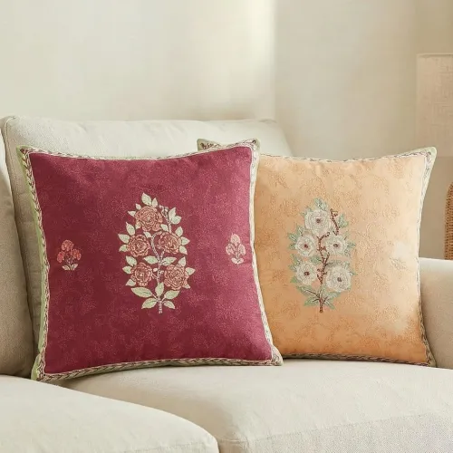 Image of haus & kinder Decorative Cushion Cover 100% Cotton Digital Printed Rouge