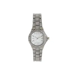 Haute Sauce Women's The Hélios Cushion Watch | Metallic Silver Stainless Steel Strap | Metallic Silver Dial | One-Size | Foldover Closure | Quartz | Analogue | Wrist Belt Watch for Female and Girls