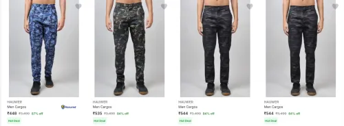 Image of Hauwer Men's Cargos at minimum 74% Discount
