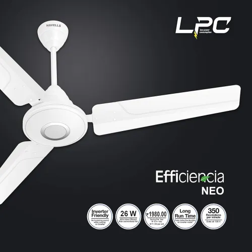 Image of Havells 1200Mm Efficiencia Neo Bldc Motor Ceiling Fan 5 stars With Remote,26W,Upto 65% Energy Saving High Air Delivery,W
