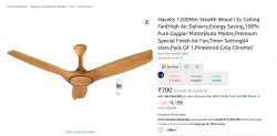 Havells 1200Mm Stealth Wood I Es Ceiling Fan