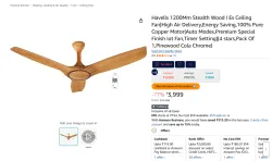 Havells 1200Mm Stealth Wood I Es Ceiling Fan