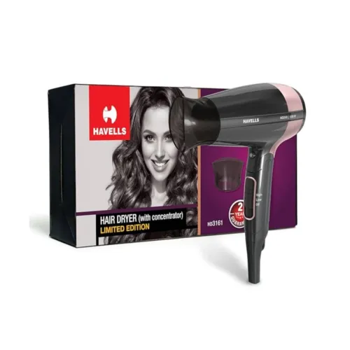 Image of Havells 1200W Foldable Hair Dryer; 3 Heat Settings With Cool Shot (Hot / Cool / Warm), Heat Balance Technology | Cool Bl