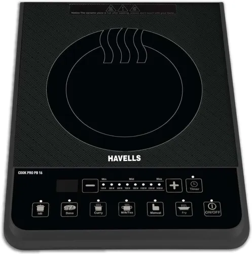Image of HAVELLS 1600 W Induction Cooktop Push Button (Black, Cook Pro PB-16)