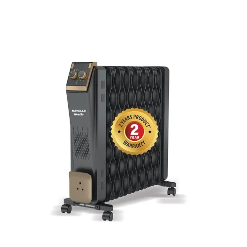 Image of Havells 9 Fin Hestio Wave Fin OFR (Oil Filled Radiator)| Room Heater|2400 W|3 Heat Settings & PTC Fan Heater| Inclined C