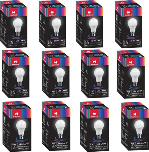 Image of HAVELLS 9 W Basic Standard B22 LED Bulb (White, Pack of 12)