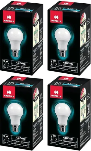 Image of HAVELLS 9 W Basic Standard B22 LED Bulb  (White, Pack of 4)
