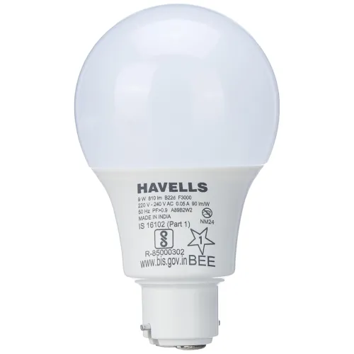 Image of Havells 9W LED B22D Bulb Pack of 1