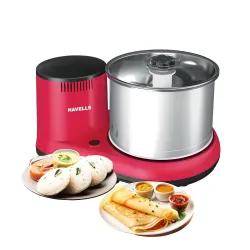 Havells Alai 2L Wet Grinder | SS Drum | 2 Stones | Coconut Scraper | 150W | Pink