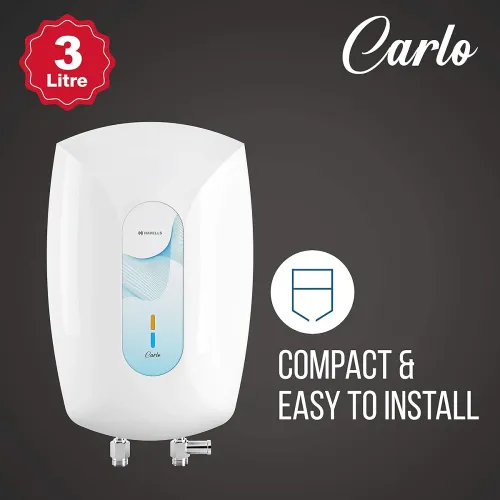 Image of Havells Carlo 3 Litre Instant Water Heater (White Blue), Vertical Mounting