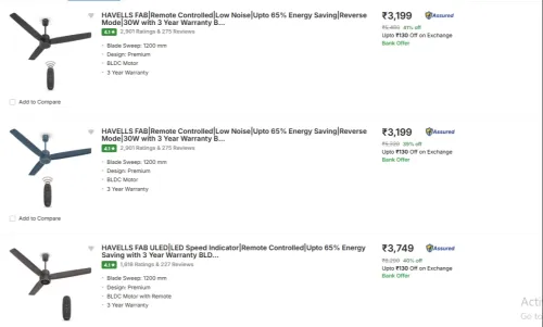 Image of Havells ceiling Fans Starting at ₹3199