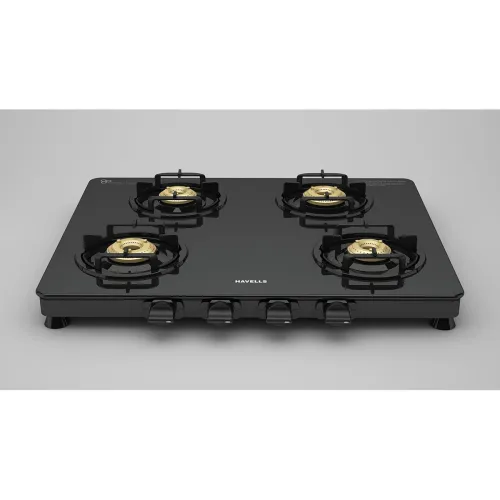 Image of Havells Contour Toughened Glass-Top 4 Brass Burner