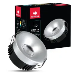 Havells Crysta Deco Cob 18W 6K Silver, Led-Spotlights, Energy Efficient, Long Life of 25000 Burning Hours, Beam Angle of