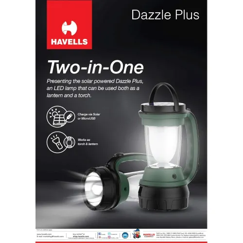 Image of Havells Dazzle Plus LHEXTDP7HN1G005 5W LED Lantern Cum Torch