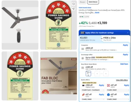Image of Havells Fab Remote Controlled Ceiling Fan