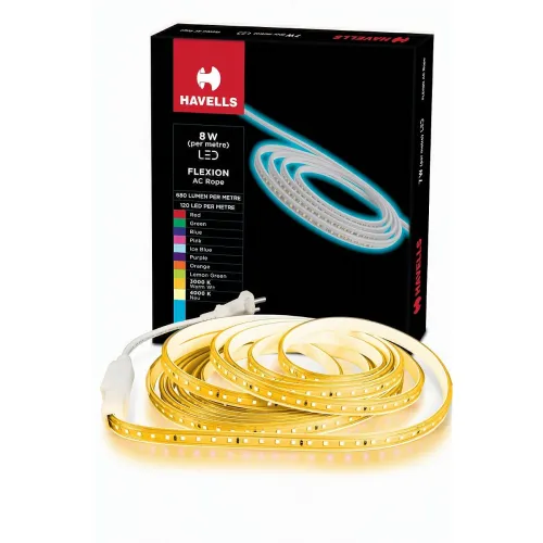Image of Havells Flexion AC Rope 120 LED Rope Light 3000K Warm White IP65 50M