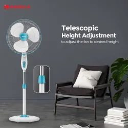 Havells Gatik Pro 400mm Pedestal Fan| 120 Ribs Guard for Safety| Smooth Oscillation| Heavy Base| ISI Marked | 2 Year War