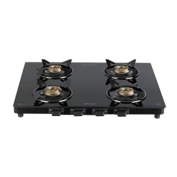 Havells GEOSLIM Gas stove | 4 Heavy Duty Forged Brass Burner | 6 mm Toughened Glass | Premium Valves | Removable Drip Tr