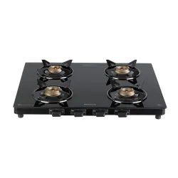 Havells GEOSLIM Gas stove | 4 Heavy Duty Forged Brass Burner | 6 mm Toughened Glass | Premium Valves | Removable Drip Tr