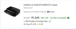 HAVELLS GHCSTCWK075 Toast  (Multicolor)