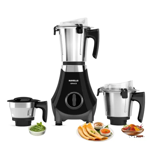 Image of Havells Grace BLDC+ Mixer Grinder 800W |3 Jars |50% less perceptible Noise |45% Higher Grinding Power |Wider Mouth Jars 